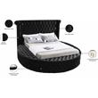 Home Square 3-Piece Set with Luxus Velvet Queen Bed and 2 Metal Nightstands