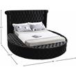 Home Square 3-Piece Set with Luxus Velvet Queen Bed and 2 Metal Nightstands