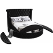 Home Square 3-Piece Set with Luxus Velvet Full Bed and 2 Metal Nightstands