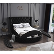 Home Square 3-Piece Set with Luxus Velvet Full Bed and 2 Metal Nightstands