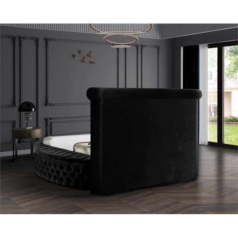 Home Square 3-Piece Set with Luxus Velvet Full Bed and 2 Metal Nightstands