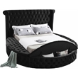 Home Square 3-Piece Set with Luxus Velvet Full Bed and 2 Metal Nightstands