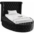 Home Square 2-Piece Set with Luxus Velvet Twin Bed and Metal Nightstand
