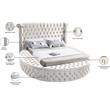 Home Square 3-Piece Set with Luxus Cream Velvet King Bed & 2 Bali Nightstands