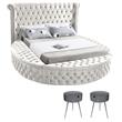 Home Square 3-Piece Set with Luxus Cream Velvet Queen Bed & 2 Bali Nightstands