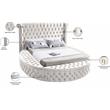 Home Square 3-Piece Set with Luxus Cream Velvet Full Bed & 2 Bali Nightstands