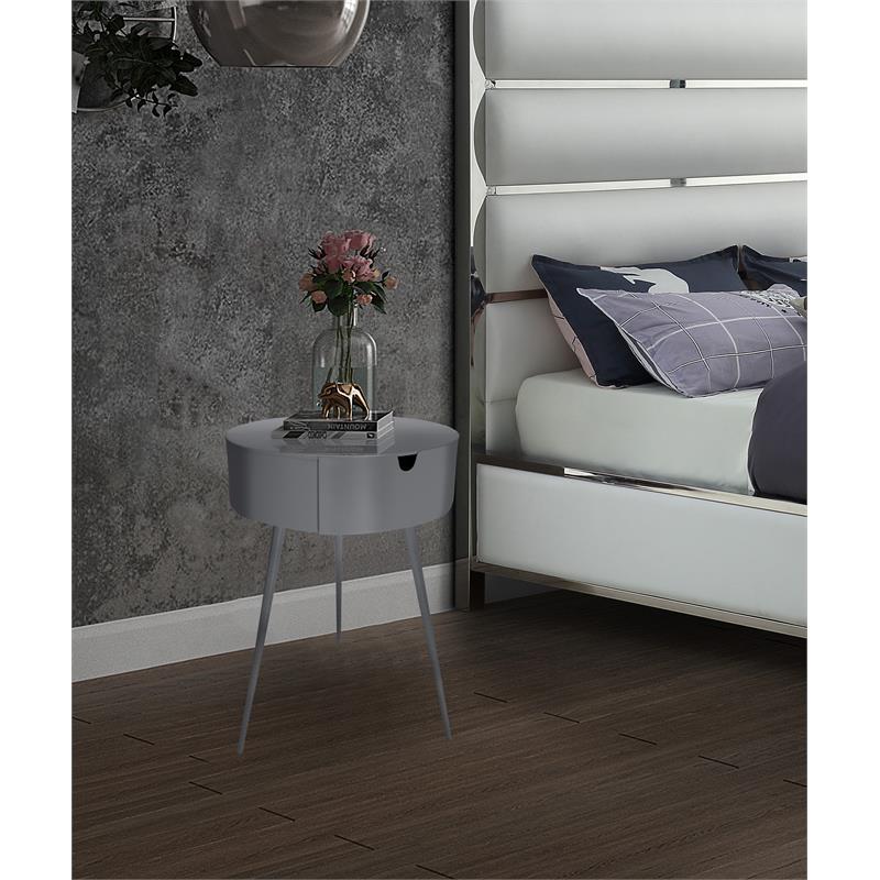 Home Square 3-Piece Set with Luxus Gray Velvet Full Bed & 2 Bali Nightstands