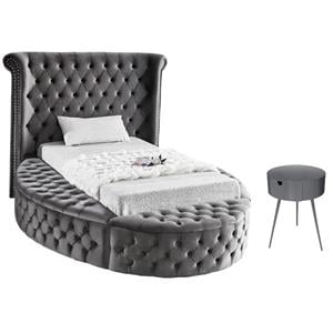 Home Square 2-Piece Set with Luxus Gray Velvet Twin Bed & Bali Nightstand