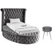 Home Square 2-Piece Set with Luxus Gray Velvet Twin Bed & Bali Nightstand
