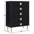 Home Square 2-Piece Set with Metal Dresser and Chest in Rich Black