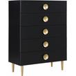 Home Square 3-Piece Set with 2 Metal Nightstands and Chest in Rich Black