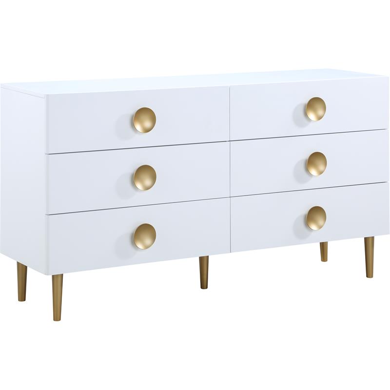 Home Square 2-Piece Set with Metal Dresser and Chest in Rich White