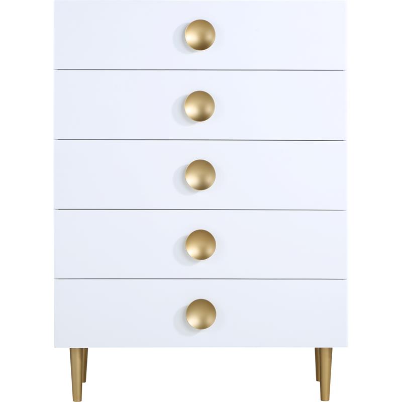 Home Square 2-Piece Set with Metal Dresser and Chest in Rich White