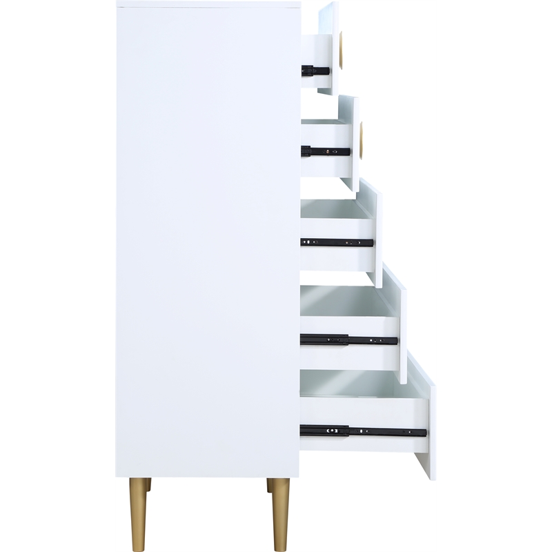 Home Square 2-Piece Set with Metal Dresser and Chest in Rich White