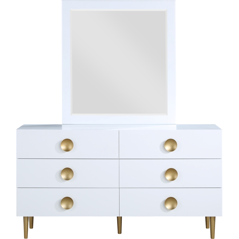 Home Square 2-Piece Set with Metal Dresser and Chest in Rich White