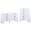 Home Square 2-Piece Set with Metal Dresser and Chest in Rich White