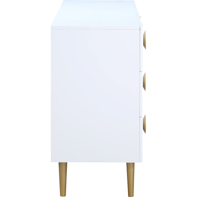 Home Square 3-Piece Set with Metal Dresser and 2 Nightstands in Rich White