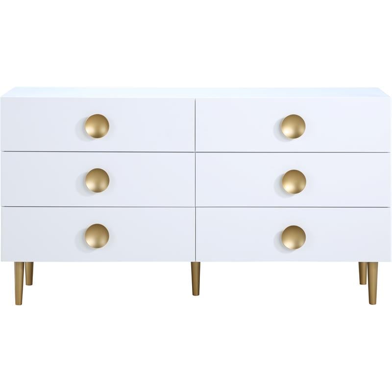 Home Square 3-Piece Set with Metal Dresser and 2 Nightstands in Rich White