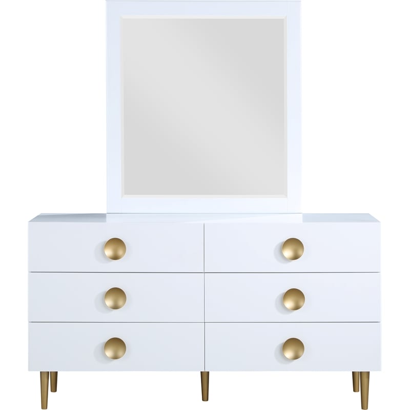 Home Square 3-Piece Set with Metal Dresser and 2 Nightstands in Rich White