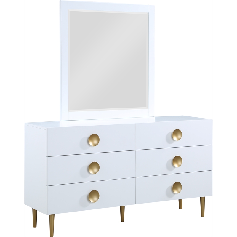 Home Square 3-Piece Set with Metal Dresser and 2 Nightstands in Rich White