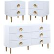 Home Square 3-Piece Set with Metal Dresser and 2 Nightstands in Rich White