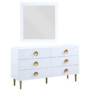 Home Square 2-Piece Set with Metal Dresser and Mirror in Rich White
