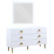 Home Square 2-Piece Set with Metal Dresser and Mirror in Rich White