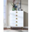 Home Square 3-Piece Set with Metal Nightstands and Chest in Rich White