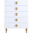 Home Square 3-Piece Set with Metal Nightstands and Chest in Rich White