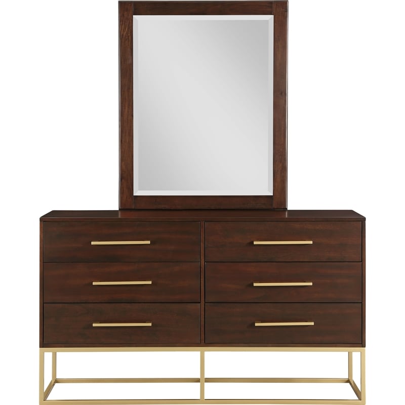 Home Square 2-Piece Set with Maxine Chest and Dresser in Dark Cherry Finish