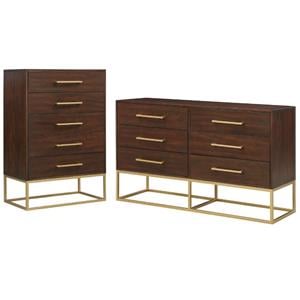Home Square 2-Piece Set with Maxine Chest and Dresser in Dark Cherry Finish
