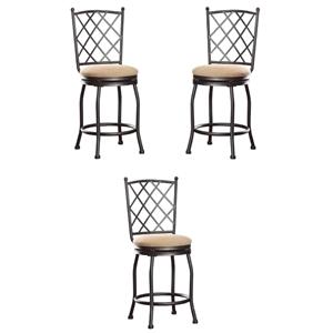 Home Square Tristan 24&quot Metal and Fabric Counter Stool in Cream - Set of 3