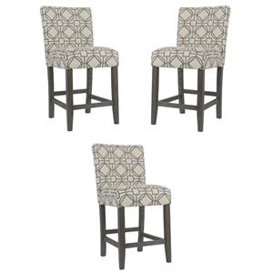 Home Square 24&quot Fabric Parsons Counter Stool in Gray Lattice - Set of 3