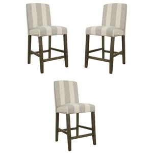 Home Square 24&quot Fabric Barstool with Curved Back in Gray - Set of 3