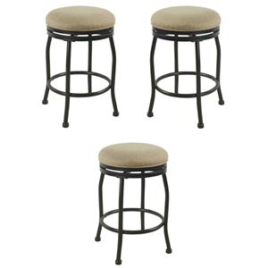 Home Square 24&quot Fabric Swivel Counter Stool in Flax Brown - Set of 3