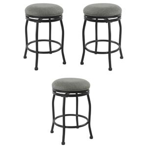 Home Square 24&quot Metal and Fabric Swivel Counter Stool in Charcoal - Set of 3