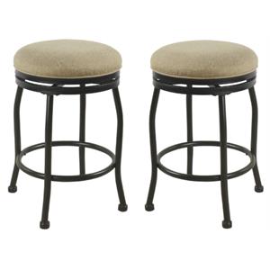 Home Square 24&quot Fabric Swivel Counter Stool in Flax Brown - Set of 2