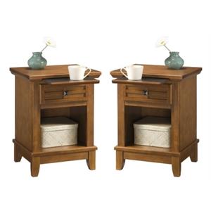 home square arts & crafts wood nightstand in brown - set of 2