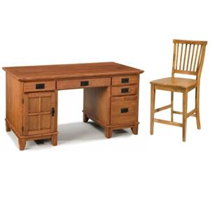 home square 2-piece set with homestyles pedestal desk & counter stool in brown