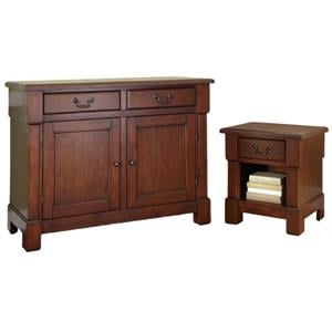 Home Square 2-Piece Set with Aspen Rustic Buffet & Brown Nightstand