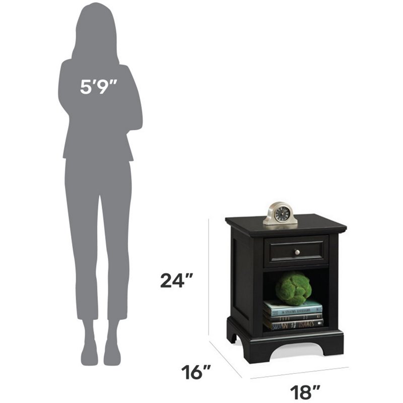 Home Square 2-Piece Set with Bedford King Bed & Nightstand in Black