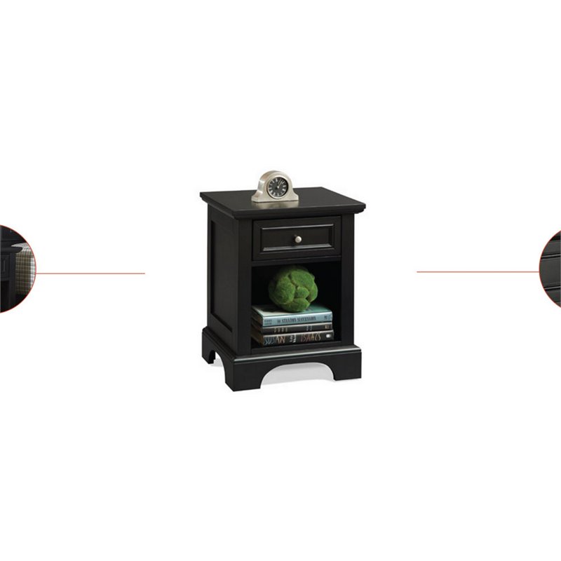 Home Square 2-Piece Set with Bedford King Bed & Nightstand in Black