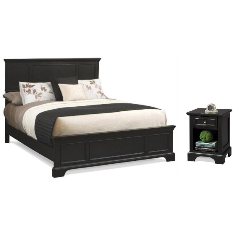 Home Square 2-Piece Set with Bedford King Bed & Nightstand in Black