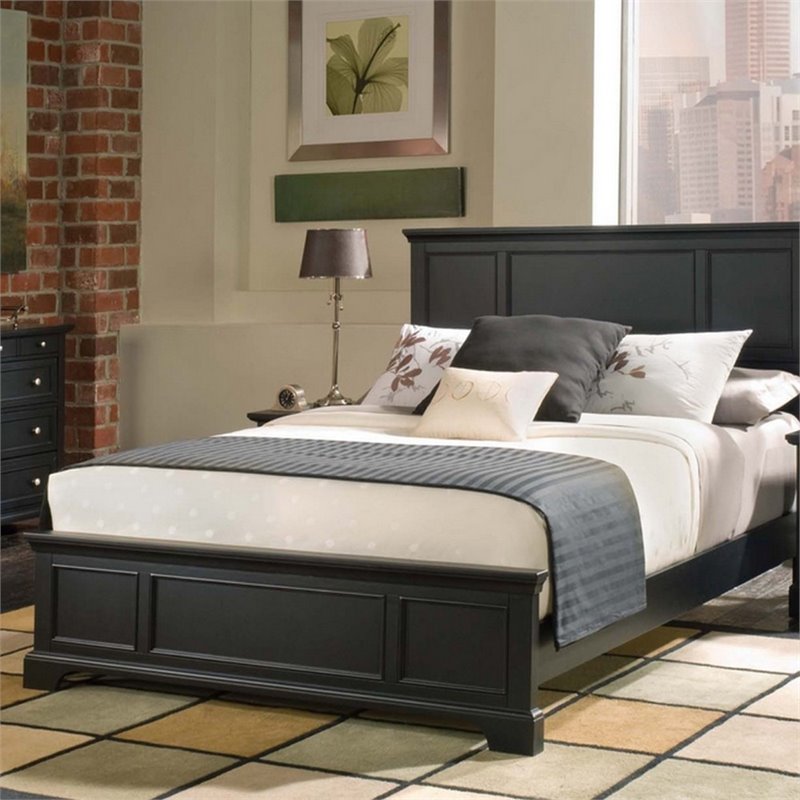 Home Square 2-Piece Set with Bedford 4-Drawer Chest and King Bed in Black