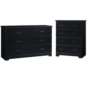 home square 2-piece set with dresser & 4 drawer chest in black