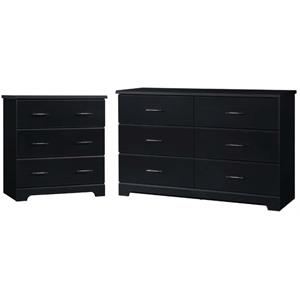 home square 2-piece set with 3 drawer chest & 6 drawer dresser