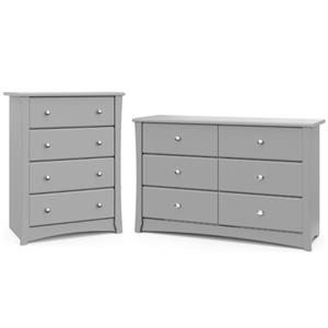 home square 2-piece set with 4-drawer chest & 6-drawer dresser in pebble gray