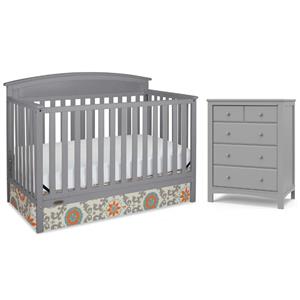 home square 2-piece set with 4-drawer chest and 4-in-1 convertible crib
