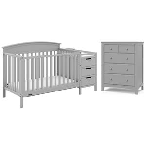 home square 2-piece set with 4-drawer chest & 5-in-1 convertible crib