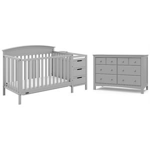 home square 2-piece set with 6-drawer dresser & 5 in 1 crib and changer set